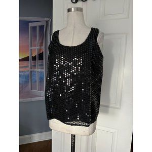 NWT Vintage black sleeveless sequin front tank MEDIUM